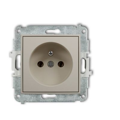 KARLIK MINI Gniazdo pojedyncze z uziemieniem 2P+Z (bez przesłon torów prądowych) taupe 60MGP-1z (60MGP-1z)